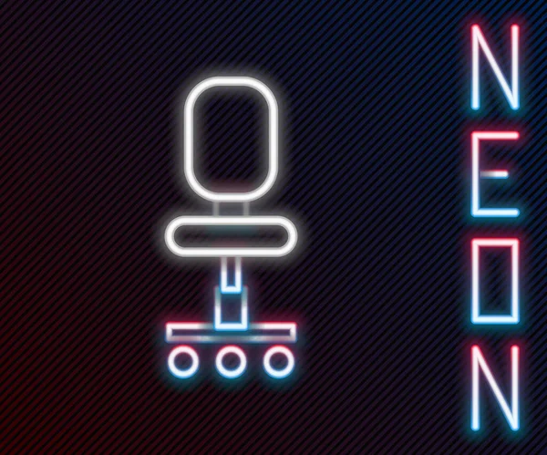 Φωτεινό Εικονίδιο Καρέκλας Γραφείου Neon Line Που Απομονώνεται Μαύρο Φόντο — Διανυσματικό Αρχείο
