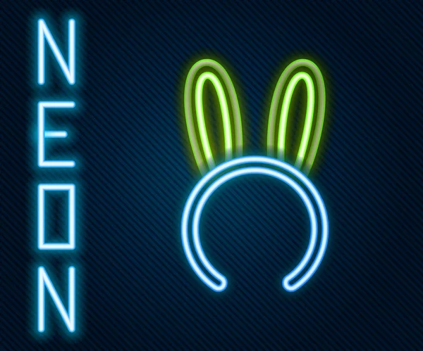 Glowing Neon Line Mask Long Bunny Ears Icon Isolated Black — Stock Vector