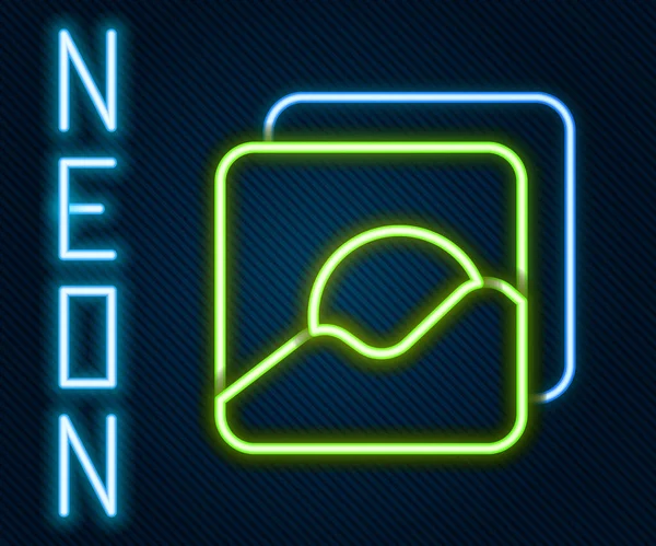 Glödande Neon Line Foto Ikon Isolerad Svart Bakgrund Färgstarkt Skisskoncept — Stock vektor
