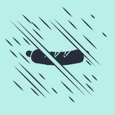 Siyah Hotdog sandviç ikonu yeşil arka planda izole edildi. Sosis ikonu. Fast food burcu. Arıza tarzı. Vektör İllüstrasyonu