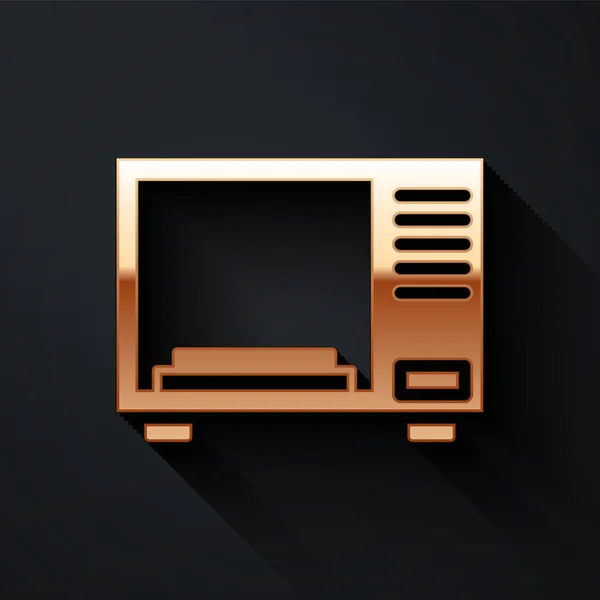 Gold Magnetron Oven Pictogram Geïsoleerd Zwarte Achtergrond Pictogram Huishoudelijke Apparaten — Stockvector