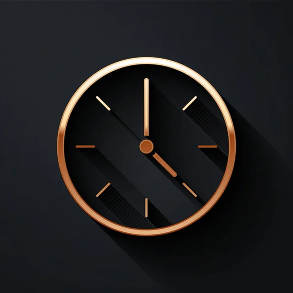 Icono Del Reloj Oro Aislado Sobre Fondo Negro Símbolo Tiempo — Vector de stock