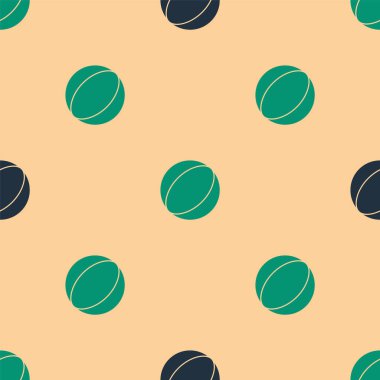 Yeşil ve siyah plaj topu ikonu bej arka planda izole edilmiş pürüzsüz desen. Vektör İllüstrasyonu.