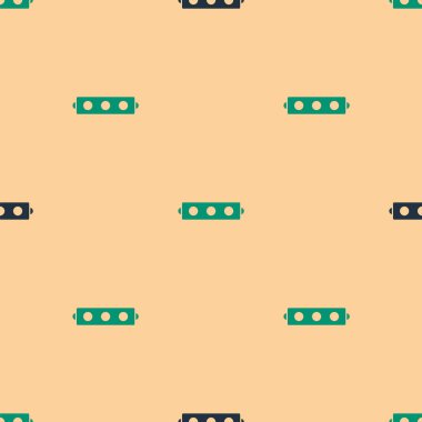 Deri kemer ikonlu yeşil ve siyah silikon top ağzı bej arka planda izole edilmiş pürüzsüz desen. Fetiş aksesuarı. Erkekler ve kadınlar için seks oyuncağı. Vektör İllüstrasyonu.