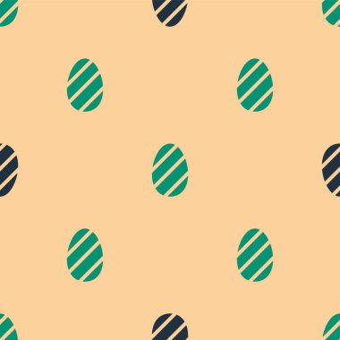 Yeşil ve siyah Paskalya yumurtası ikonu bej arka planda izole edilmiş pürüzsüz desen. Mutlu Paskalyalar. Vektör İllüstrasyonu.