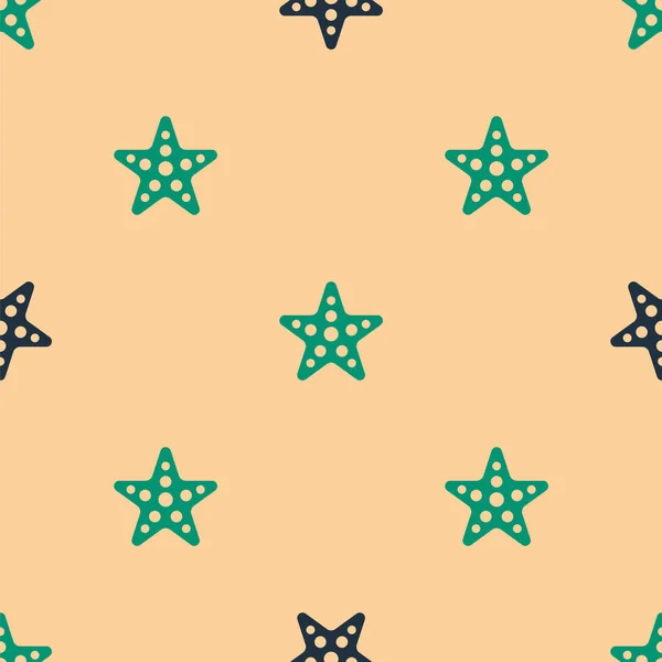 Icono Estrella Mar Verde Negro Patrón Inconsútil Aislado Sobre Fondo — Archivo Imágenes Vectoriales
