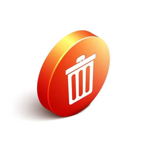 Isometric Trash Can Icon Isolated White Background Garbage Bin Sign — Stock Vector