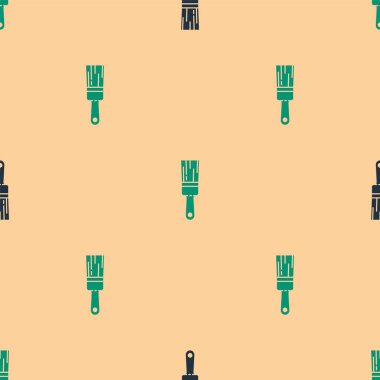 Yeşil ve siyah boya fırçası ikonu bej arka planda izole edilmiş pürüzsüz desen. Vektör İllüstrasyonu.