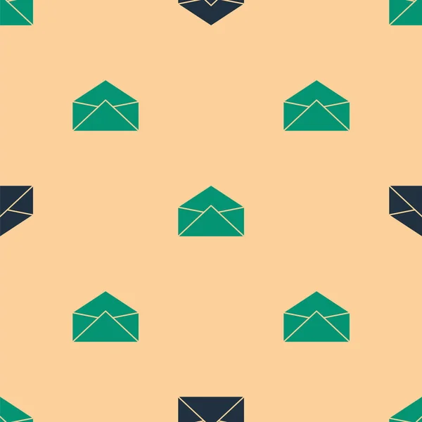 Das Grüne Und Schwarze Umschlag Symbol Isoliert Nahtlose Muster Auf — Stockvektor