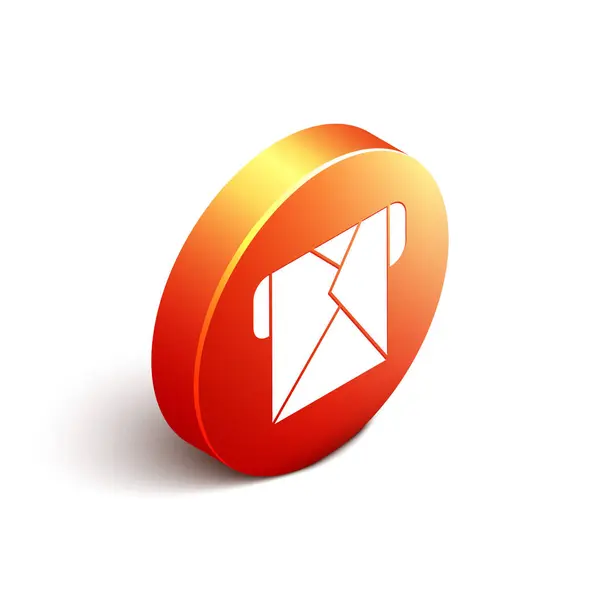 Isometrische Envelop Pictogram Geïsoleerd Witte Achtergrond Mailbericht Letter Symbool Oranje — Stockvector