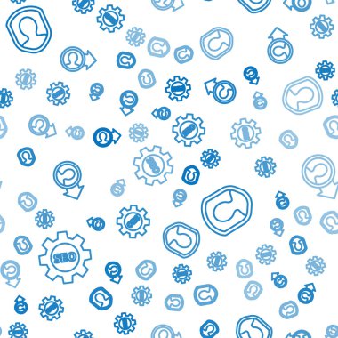 Seo etiketini vites tekerleği, kullanıcı koruması ve iş tanıtımı ile kusursuz bir şekilde ayarla. Vektör.