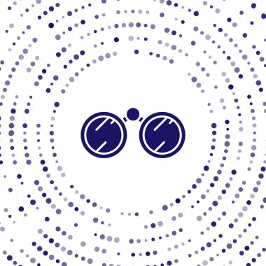 Mavi Dürbün simgesi beyaz arkaplanda izole edildi. Yazılım işareti bul. Casus ekipman sembolü. Soyut çember rastgele noktalar. Vektör İllüstrasyonu.