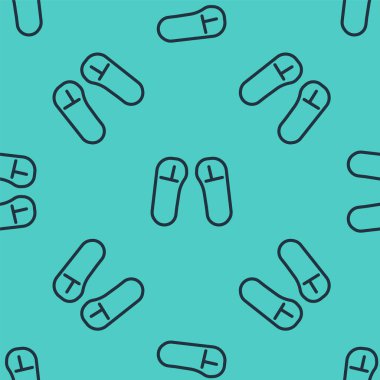 Siyah çizgili Terlik simgesi yeşil arka planda kusursuz desen izole etti. Parmak arası terlik işareti. Vektör İllüstrasyonu.