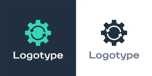 Logotipo Engranaje Flechas Como Icono Del Concepto Flujo Trabajo Aislado — Vector de stock