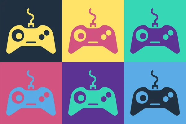 Pop Art Ícone Gamepad Isolado Fundo Cor Controlador Jogo Ilustração —  Vetores de Stock