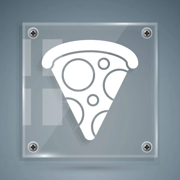 Rebanada Blanca Del Icono Pizza Aislada Sobre Fondo Gris Menú — Vector de stock