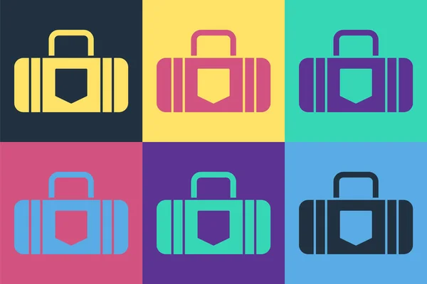 色の背景に隔離された旅行アイコンのためのポップアートスーツケース 手荷物のサインだ 荷物アイコンを移動します ベクターイラスト — ストックベクタ