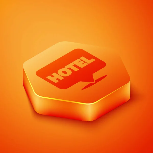 Isometric Location Hotel Icon Isolated Orange Background Koncepce Symbol Pro — Stockový vektor