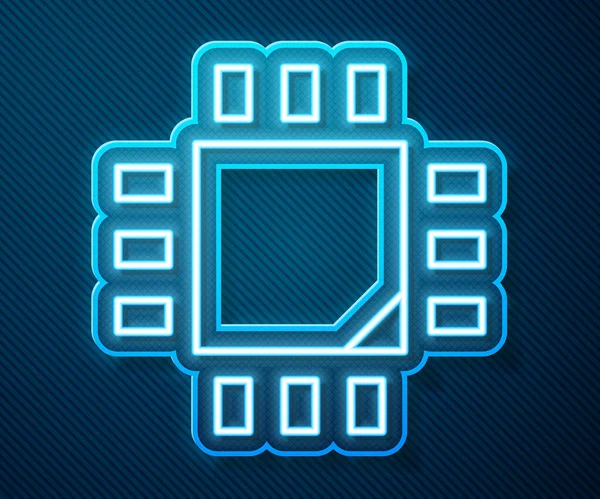 Leuchtender Neon Line Computer Prozessor Mit Mikroschaltungen Cpu Symbol Isoliert — Stockvektor