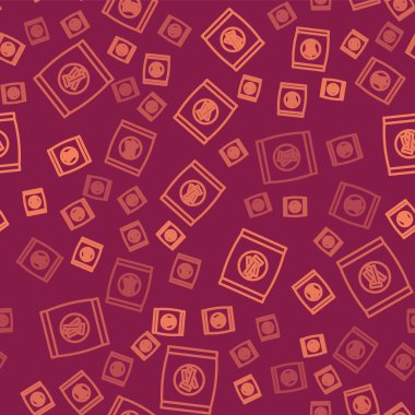 Kahverengi çizgi Hard bread chucks kraker ikonu kırmızı arka planda izole edilmiş pürüzsüz desen. Vektör İllüstrasyonu.