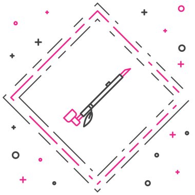 Amerikan yerlilerinin sigara içme ikonu beyaz arka planda izole edilmiş. Renkli taslak konsepti. Vektör İllüstrasyonu.