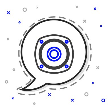 Hat Stereo hoparlörü simgesi beyaz arkaplanda izole edildi. Ses sistemi hoparlörleri. Müzik ikonu. Müzikal sütun hoparlörü. Renkli taslak konsepti. Vektör İllüstrasyonu.