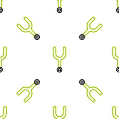 Müzik aletlerini ayarlamak için hat müzikal ayar çatalı simgesi beyaz arkaplanda izole edilmiş pürüzsüz desen. Vektör İllüstrasyonu.