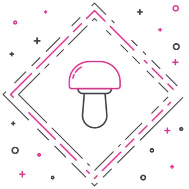 Beyaz arkaplanda çizgi mantar simgesi izole edildi. Renkli taslak konsepti. Vektör İllüstrasyonu.