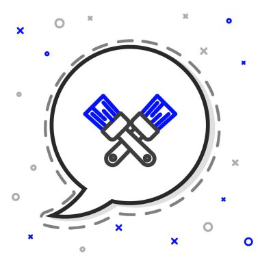 Çizgiyi aşan boya fırçası simgesi beyaz arkaplanda izole edildi. Renkli taslak konsepti. Vektör İllüstrasyonu.