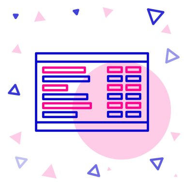 Line Havaalanı tahta simgesi beyaz arkaplanda izole edildi. Mekanik skor tabelası. Havaalanındaki reklam panosundaki uçuş bilgileri. Renkli taslak konsepti. Vektör İllüstrasyonu.