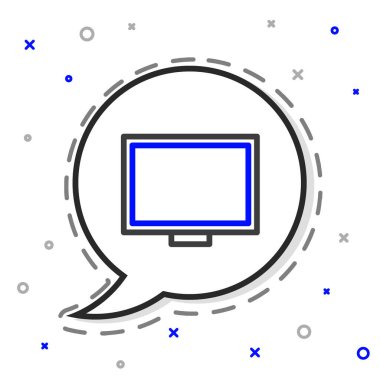 Masa simgesindeki çizgi çerçevesi beyaz arkaplanda izole edildi. Renkli taslak konsepti. Vektör İllüstrasyonu.