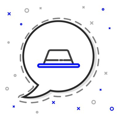 Beyaz arka planda izole edilmiş kurdele ikonlu Çizgi Adam şapkası. Renkli taslak konsepti. Vektör İllüstrasyonu.