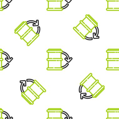 Eko yakıt varili ikonu beyaz arka planda izole edilmiş pürüzsüz desen. Çevre biyolojisi ve namlusu. Yeşil çevre ve geri dönüşüm. Vektör İllüstrasyonu.