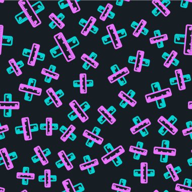 Çizgi Çapraz cetvel simgesi siyah arkaplanda izole edilmiş pürüzsüz desen. Düz sembol. Vektör İllüstrasyonu.