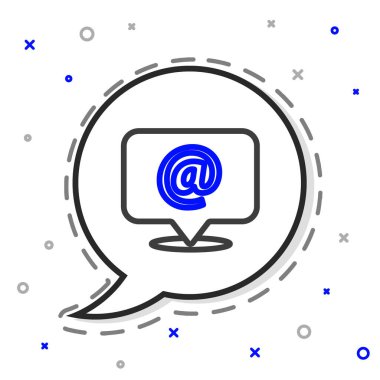 Satır Posta ve e- posta simgesi beyaz arkaplanda izole edildi. Zarf sembolü e-postası. E- posta kodu. Renkli taslak konsepti. Vektör İllüstrasyonu.