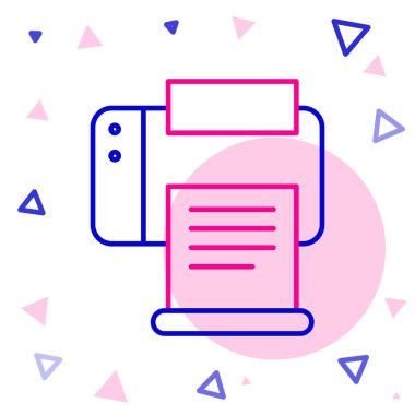 Çizgi Yazıcı simgesi beyaz arkaplanda izole edildi. Renkli taslak konsepti. Vektör İllüstrasyonu.