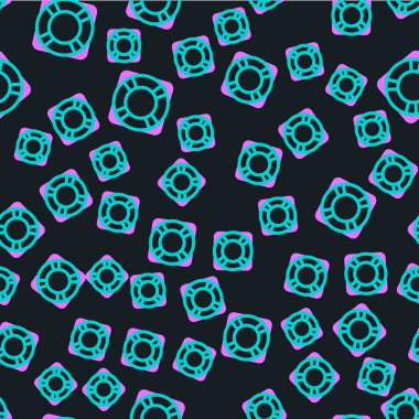 Çizgi Lifebuoy simgesi siyah arkaplanda izole edilmiş. Can simidi sembolü. Vektör İllüstrasyonu.