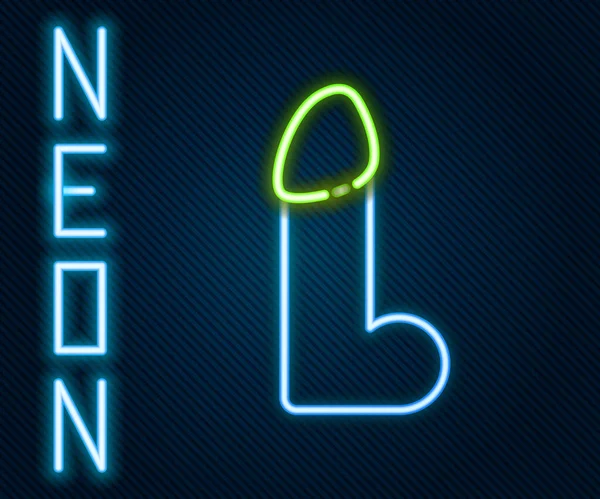 Glowing Neon Line Dildo Vibrator Sex Games Icon Isolated Black — Stock Vector