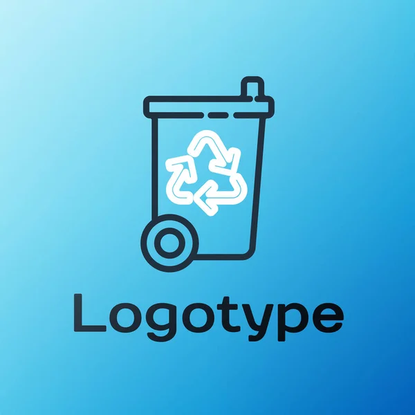 Line Recycle bin with recycle symbol icon isolated on blue background. Trash can icon. Garbage bin sign. Recycle basket sign. Colorful outline concept. Vector Illustration.