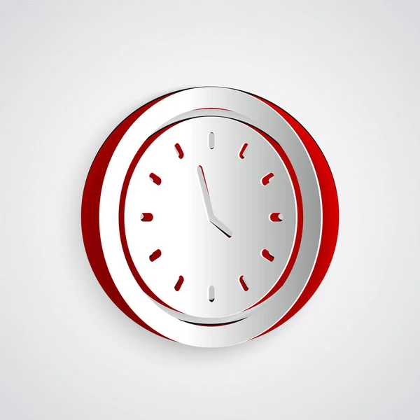 Icono Reloj Corte Papel Aislado Sobre Fondo Gris Símbolo Tiempo — Vector de stock