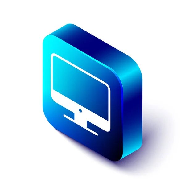 Isometrisches Bildschirmsymbol Auf Weißem Hintergrund Elektronisches Gerät Frontansicht Blauer Quadratischer — Stockvektor