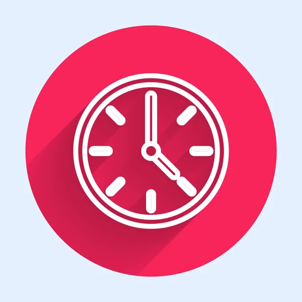 Icono Reloj Línea Blanca Aislado Con Sombra Larga Símbolo Tiempo — Vector de stock