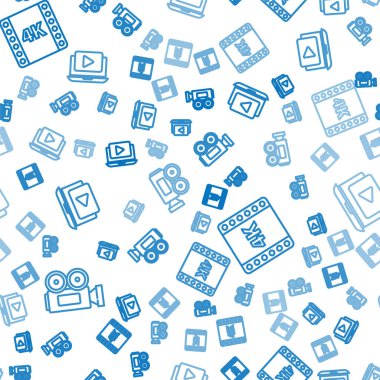 Sinema kamerası, 4k film, bant, çerçeve ve Online 'ı kusursuz bir şekilde oynat. Vektör....