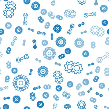 Çizgili testere bıçağını, vites kolunu ve İngiliz anahtarını kusursuz desende ayarla. Vektör.