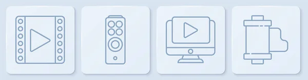 Set Line Play Video Online Play Video Fernbedienung Und Camera — Stockvektor