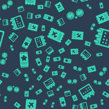 Uçak biletini ayarlayın, dürbün, seyyar, değerlendirme dereceli ve takvim sorunsuz. Vektör.