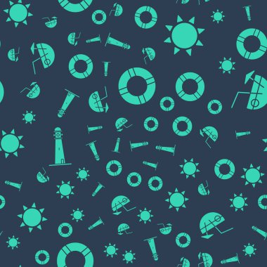 Lifebuoy, Sun, Lighthouse ve Coconut kokteyllerini pürüzsüz bir kalıba sokun. Vektör.