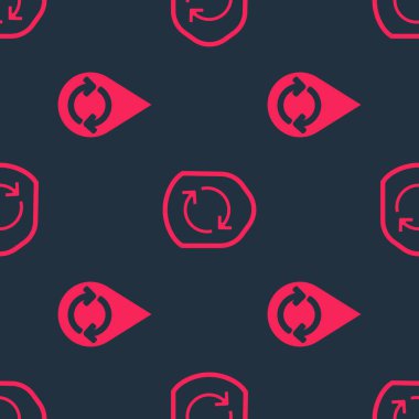 Temiz su ve Geri Dönüşüm sembolünü kalkanın içinde kusursuz desen olarak ayarla. Vektör.