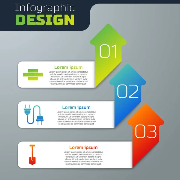 Set Briques Prise Électrique Pelle Modèle Infographie Entreprise Vecteur — Image vectorielle