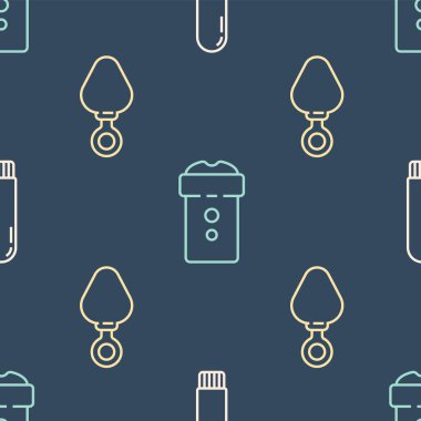 Set line Dildo vibrator, Anal plug and Vagina masturbator on seamless pattern. Vector.